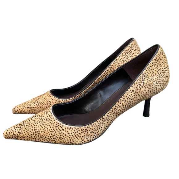 Antonio Melani Calf Hair Point Toe Cheetah Print Heels Size 8.5 - Picture 2 of 10